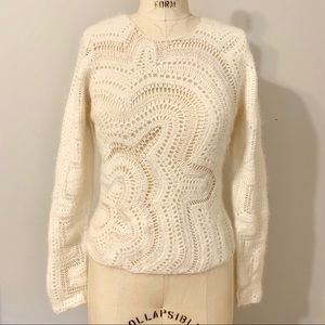 Angora Ivory Crocheted Sweater